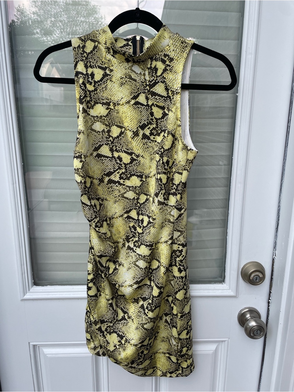 Fashion Nova Sleeveless Snake-Print Dress in Yellow by